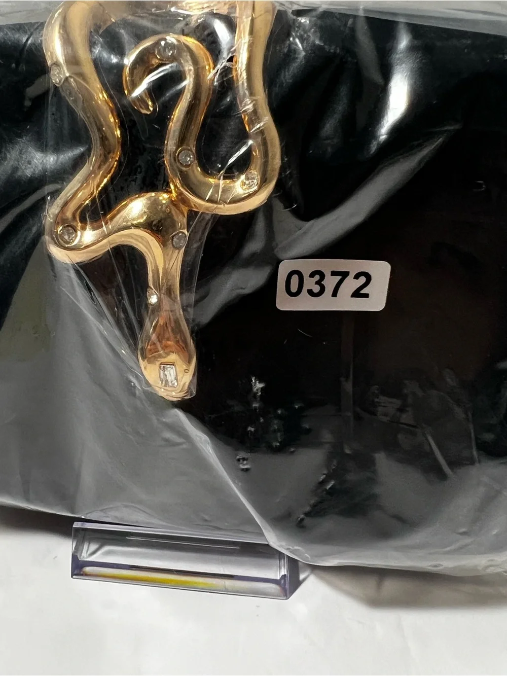 Nodeber Black Velvet Clutch Snake Clasp Gold tone Chain Evening cocktail Bag NWT